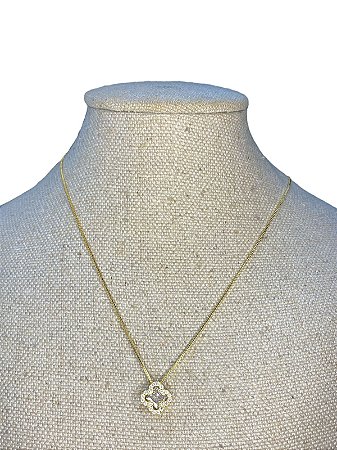 COLAR  DOURADO TREVO TRANSPARENTE -C25