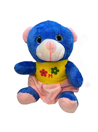Pelúcia - Ursinha azul de saia rosa