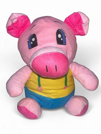 Pelúcia - Porco Rosa com Roupa Amarela