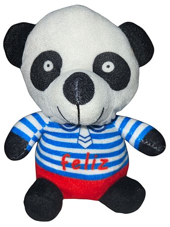 Pelúcia - Panda roupa listrada feliz