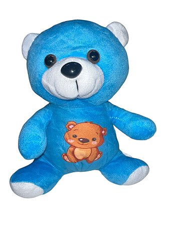 Pelúcia - Urso Azul Com Urso na Barriga