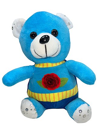 Pelúcia - Urso Azul Com Rosa na Barriga