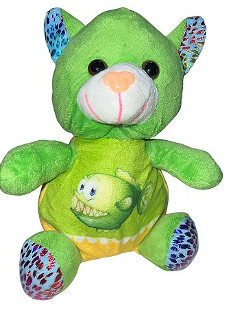Pelúcia - Urso Verde Com Peixe