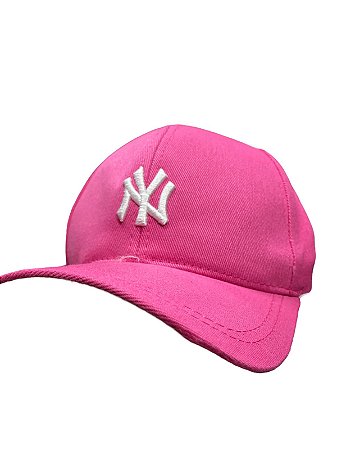 Boné inspirado NY(nome branco) - Rosa Escuro