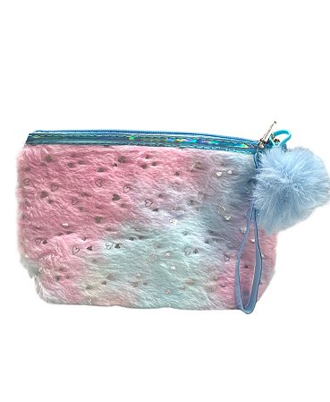 Necessaire - Bicolor com corações prata
