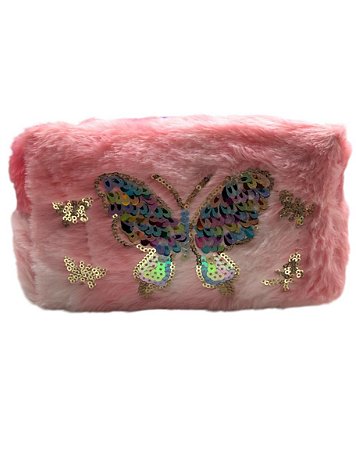 Necessaire Estojo- Pelinho Rosa Borboleta