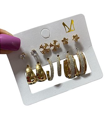 KIT DE BRINCO 6 PARES A1 -DOURADO
