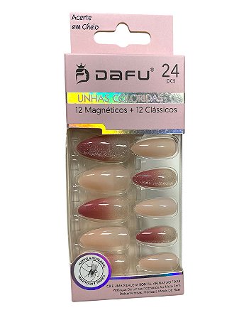 UNHA POSTIÇA -NUDE COM ROSA - UP31-7 DAFU(CAIXA ROSA)