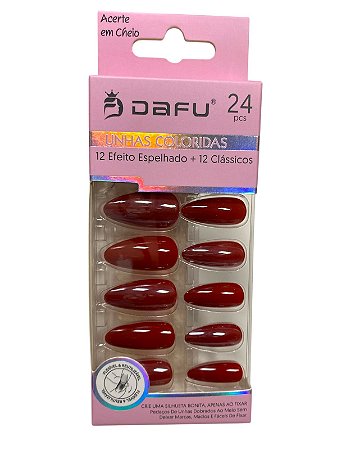 UNHA POSTIÇA -VERMELHA- UV24-7- DAFU(CAIXA ROSA)
