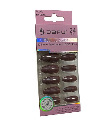 UNHA POSTIÇA - VINHO - UV24-2 - DAFU(CAIXA ROSA)