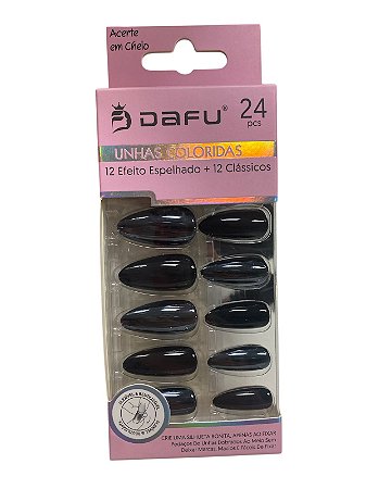 UNHA POSTIÇA -PRETA- UV24-6- DAFU(CAIXA ROSA)
