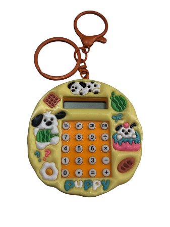 CHAVEIRO MINI CALCULADORA - CACHORRINHOS AMARELO