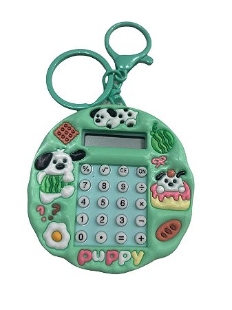 CHAVEIRO MINI CALCULADORA - CACHORRINHOS VERDE
