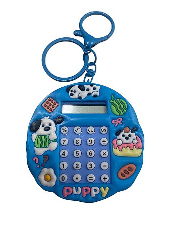 CHAVEIRO MINI CALCULADORA - CACHORRINHOS AZUL