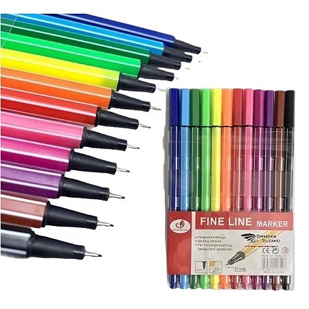 Kit de Caneta Fine Line - 12 Cores