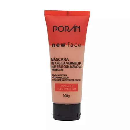Máscara de Argila Vermelha para Pele com Manchas New Face Porán