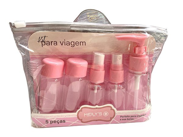 Kit de Viagem 5 Peças - Meilys (Rosa)