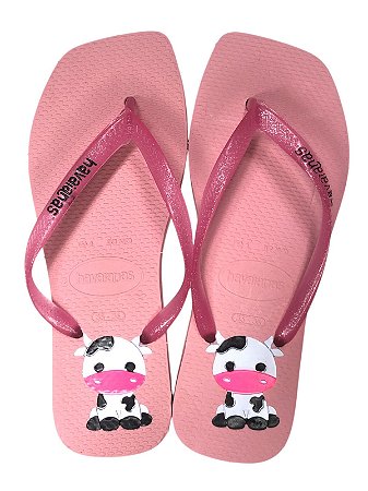 SANDÁLIA INSPIRAÇÃO HAVAIANAS - ROSA COM VAQUINHA