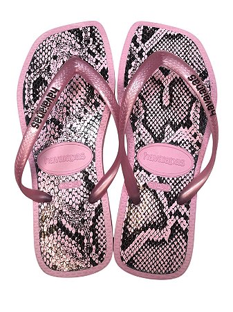 SANDÁLIA INSPIRAÇÃO HAVAIANAS - ROSA COM ESTAMPA DE COBRA