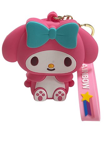 PORTA MOEDAS COM CHAVEIRO - MY MELODY ROSA ESCURO