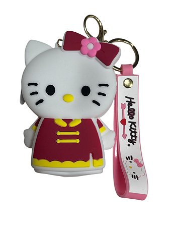 PORTA MOEDAS COM CHAVEIRO - HELLO KITTY VESTIDO VERMELHO