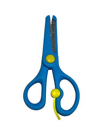 TESOURA ESCOLAR COM PONTA ARREDONDADA - AZUL COM AMARELO