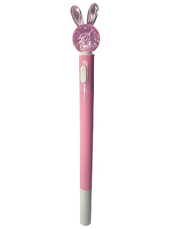 Caneta Escolar Com Led- Coelho| Rosa