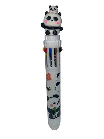Caneta Escolar 10 Cores -Dois Pandas | Branco