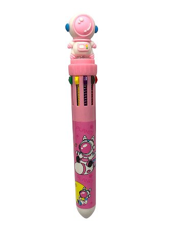 Caneta Escolar 10 Cores -Astronauta | Rosa