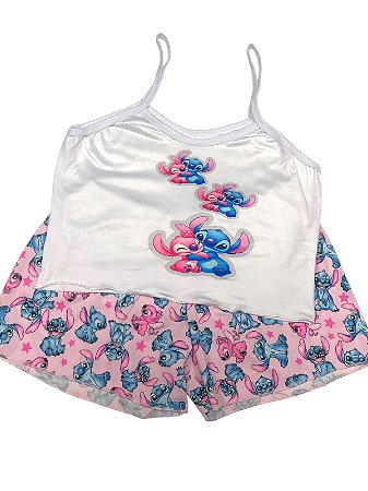 Pijama - Stitch | Rosa Com Azul