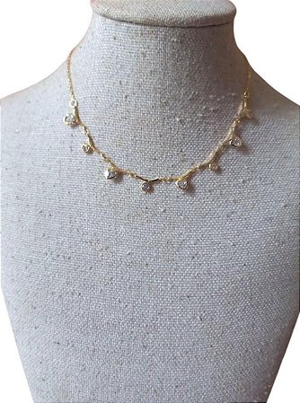 COLAR  DOURADO COM CORAÇÕES - Y1