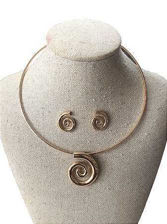 Conjunto | Colar +Brinco - dourado  - AM10