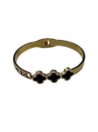 Bracelete Dourado Trevo Preto - P51
