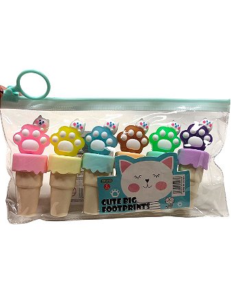 Kit de Marca Texto 6 Unidades - Patinha de Gato