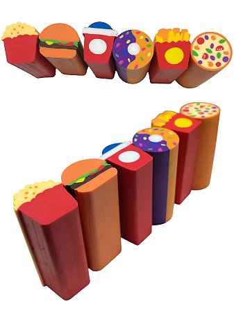 Kit de Borracha Escolar 6 unidades - Fast Food