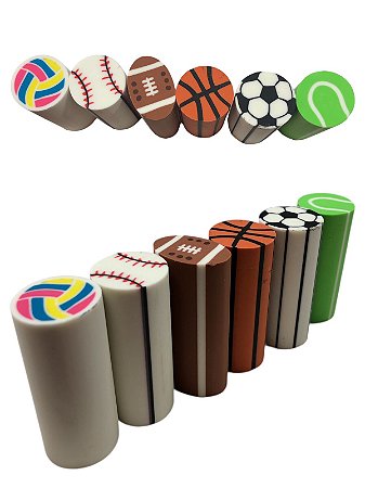 Kit de Borracha Escolar 6 unidades - Esportes