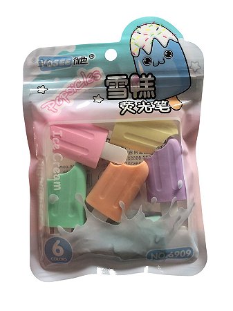 Kit de Marca Texto 6 Unidades - Picolé