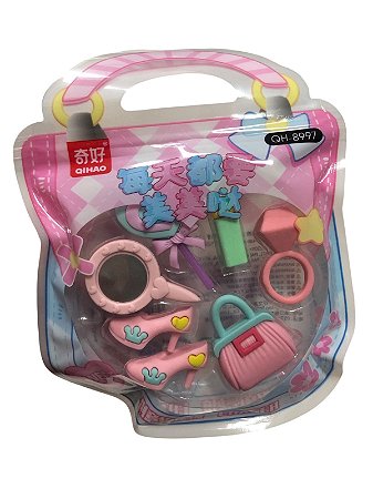 Kit de Borracha Escolar 7 unidades - acessórios de menina