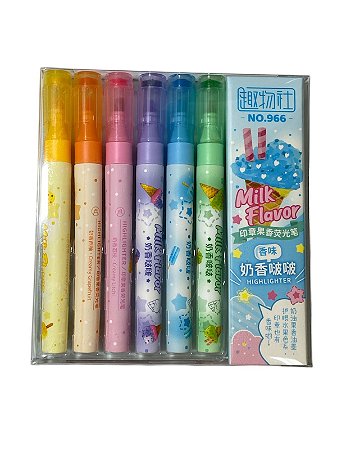 Kit de Marca Texto com Carimbo - 6 Unidades - NO.966