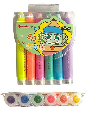 Kit de Marca Texto + Carimbo 6 unidades - Q-116
