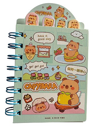 Mini caderno capivara have a Nice time - verde