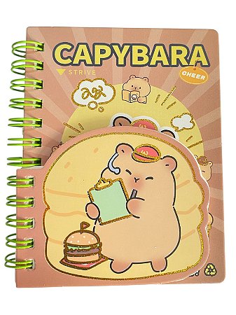 Mini caderno capivara hambúrguer