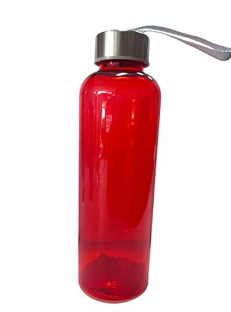 Garrafa de Plástico Vermelha com Tampa Cinza - 550ML