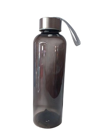 Garrafa de Plástico Preta com Tampa Cinza - 550ML