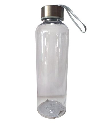Garrafa de Plástico Transparente com Tampa Cinza - 550ML