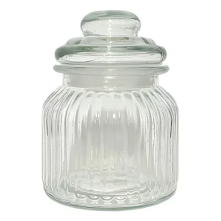 Pote Redondo Vidro Canelado 650ml Porta Doce