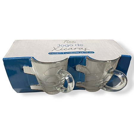 KIT COM 2 CANECAS DE VIDRO TRANSPARENTES 110 ML - FLASHGOODS