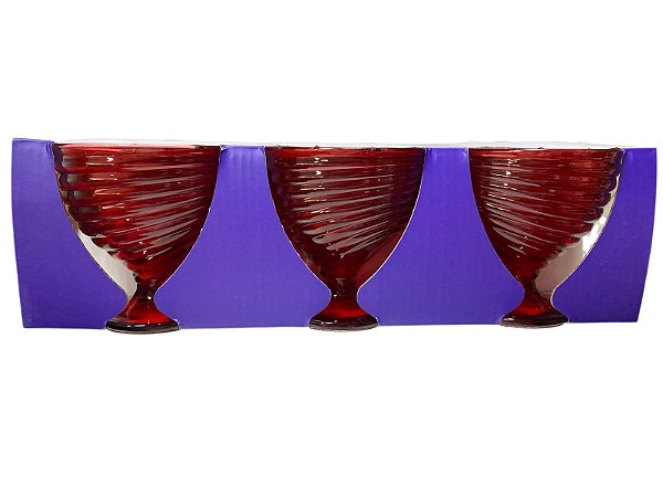 Kit 3 Taças para Sorvete 340ML - Vermelho