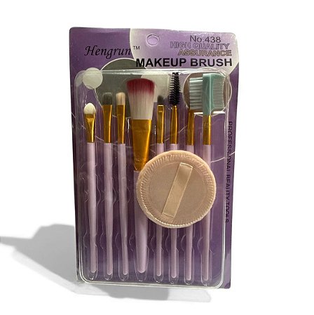 Kit de 8 Pinceis e Esponja de pó - (LILÁS)