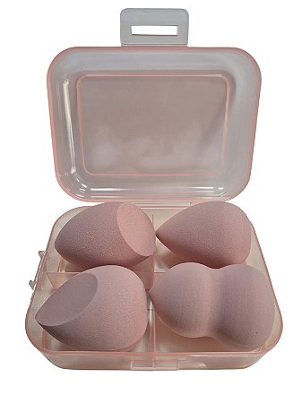 Caixinha com 4 Esponjas - Rosa Claro
